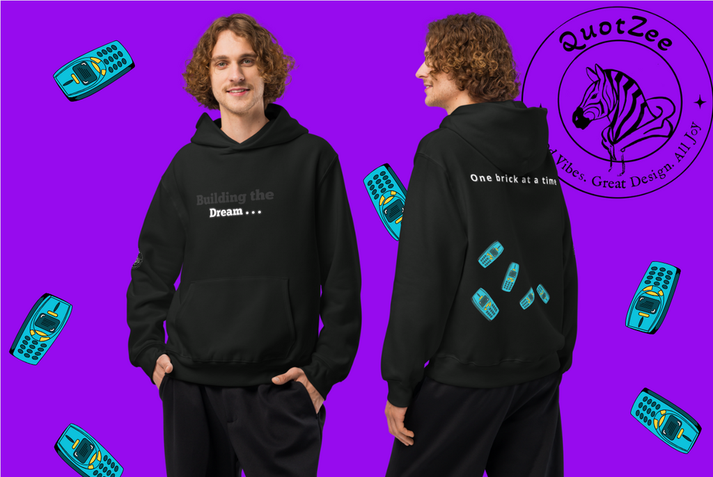 Blue QuotZee hoodie featuring a Nokia 📟 graphic design, casual fit, soft fabric, and stylish streetwear style.