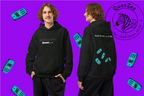 Blue QuotZee hoodie featuring a Nokia 📟 graphic design, casual fit, soft fabric, and stylish streetwear style.