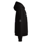 Purple Nokia QuotZee hoodie, unisex oversized heavyweight sweatshirt with a black background and bold design.